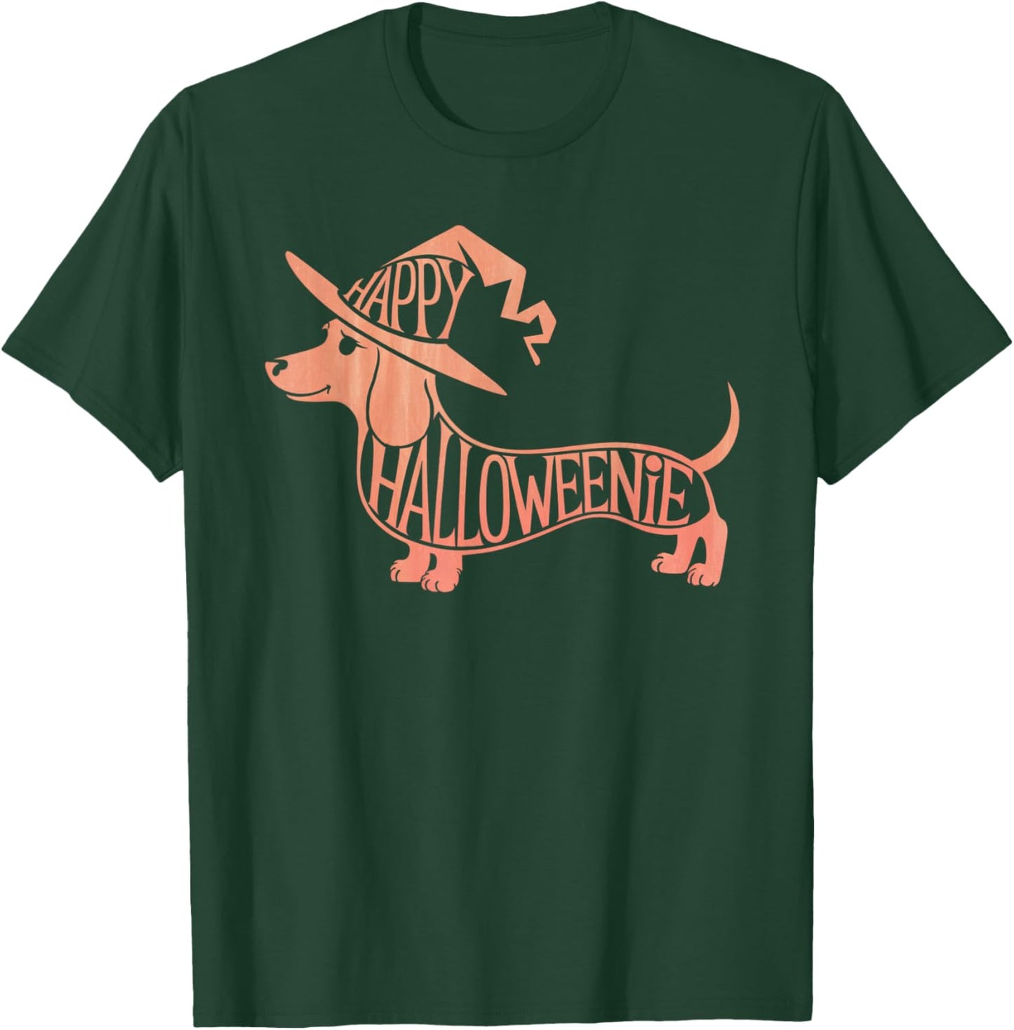 Happy Halloweenie Weiner Dog Cute Dachshund Witch Hat T-Shirt - T-Shirt | Forest