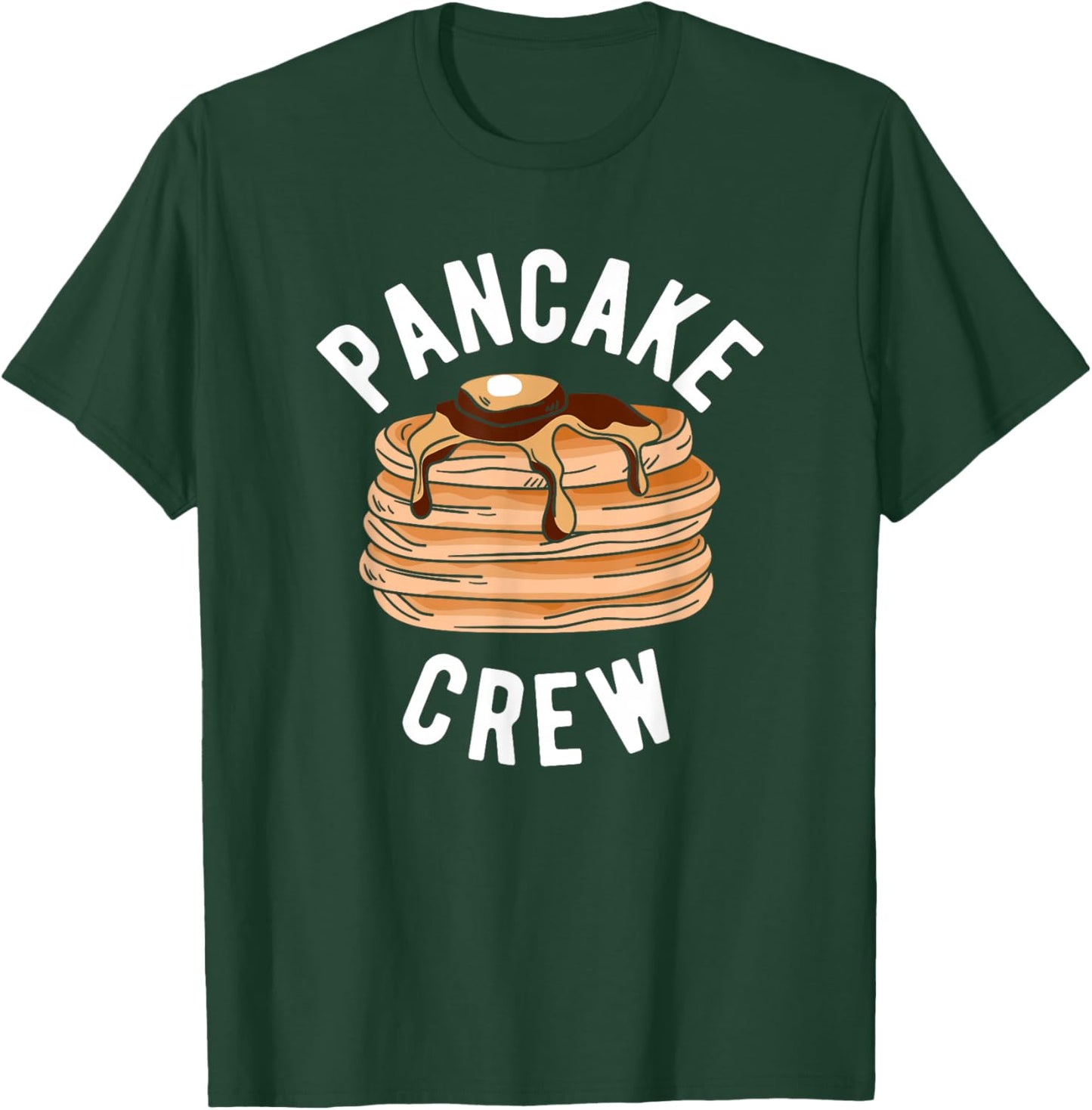 Pancake Lover Apparel & Gifts Pancake Crew Funny Pancake -Adults Black Small Short Sleeve Modern Letter Print Fun Casual Novelty T-Shirt - T-Shirt | Forest