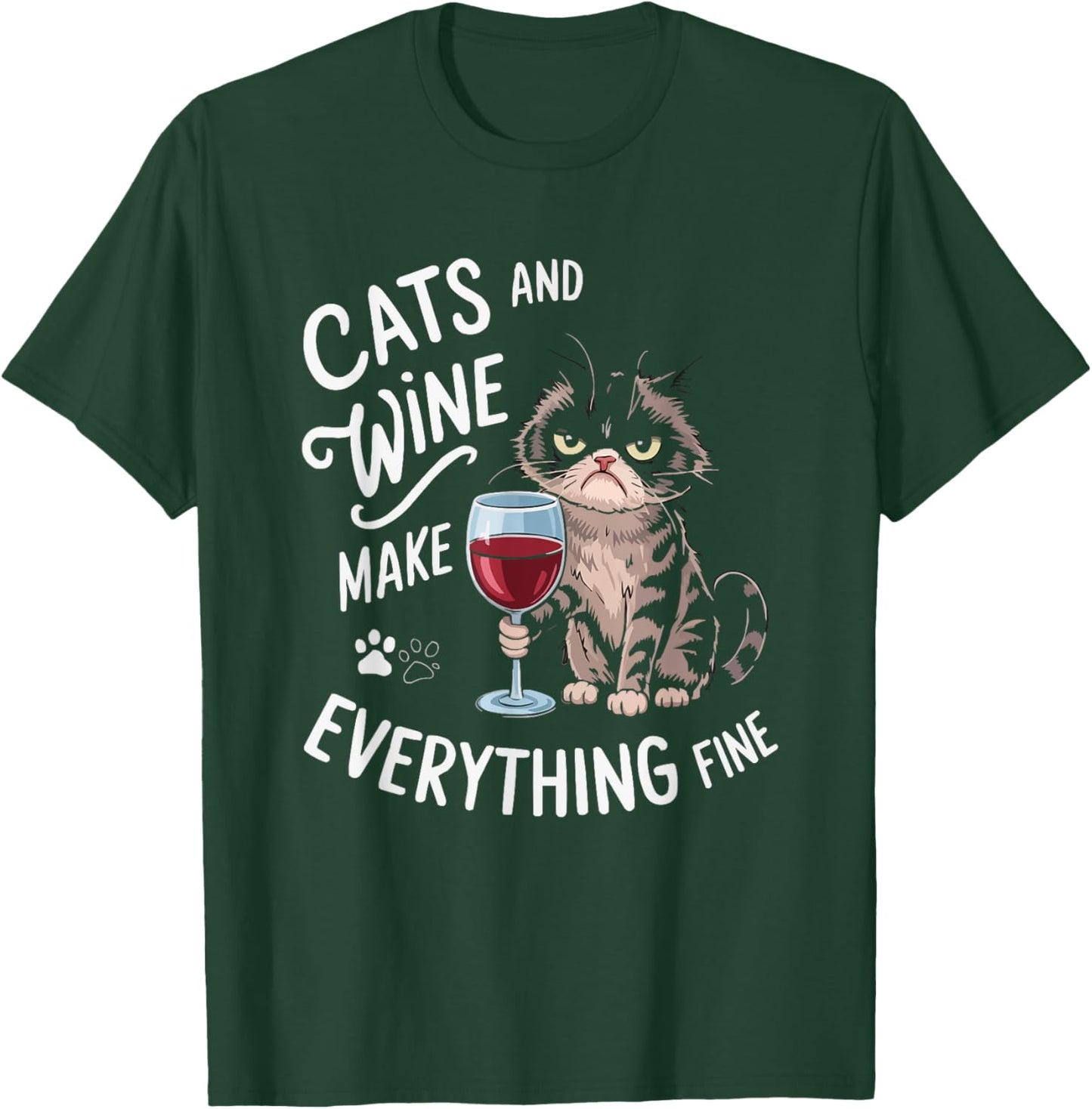 Wine Cat Owner Kitty Meow Alcohol Drinking Winemaker T-Shirt - T-Shirt | Forest