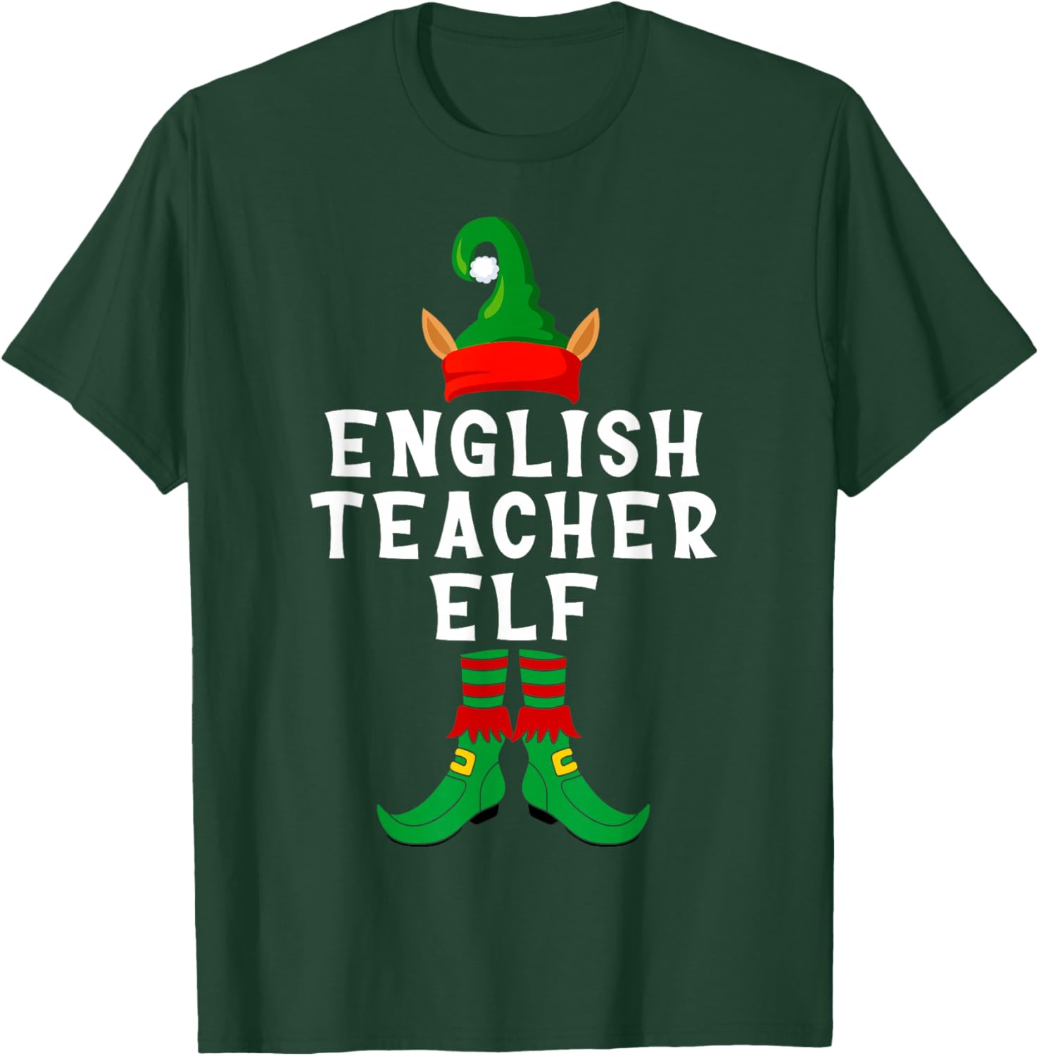 English Teacher Elf Christmas Funny Xmas Matching Family T-Shirt - T-Shirt | Forest