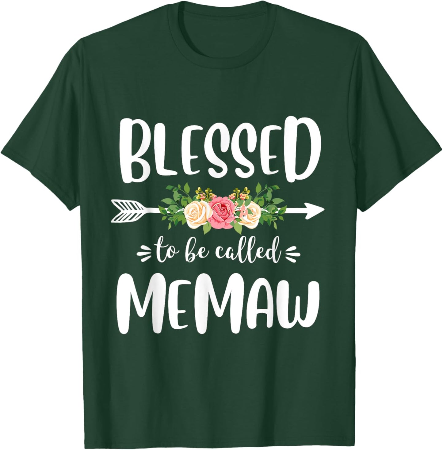 Blessed to be called Memaw Floral Arrow Design Mothers Day T-Shirt - T-Shirt | Forest