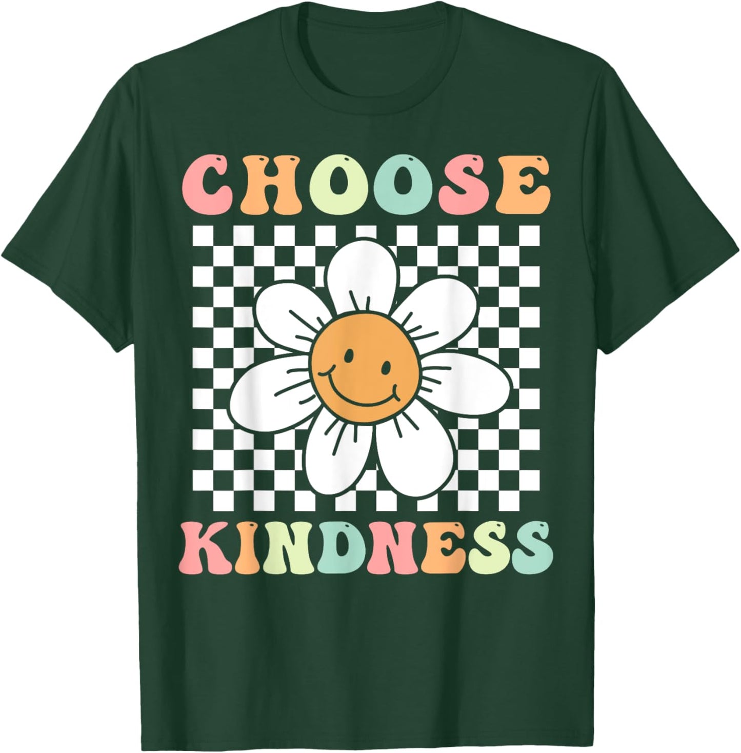 Groovy Choose Kindness Retro Daisy Flower Positivity Be Kind T-Shirt - T-Shirt | Forest