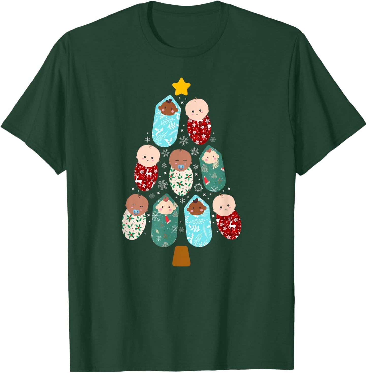 L&D Nurse Christmas Tree Labor And Delivery Nurse Xmas Party T-Shirt - T-Shirt | Forest