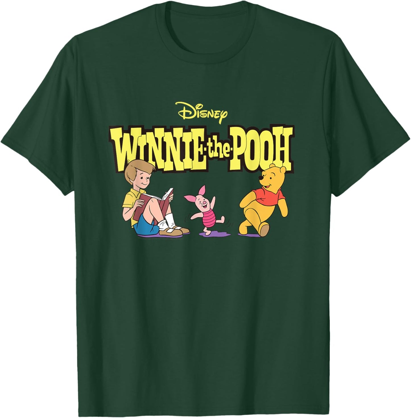 Disney Winnie the Pooh Piglet & Christopher Robin with Logo T-Shirt - T-Shirt | Forest