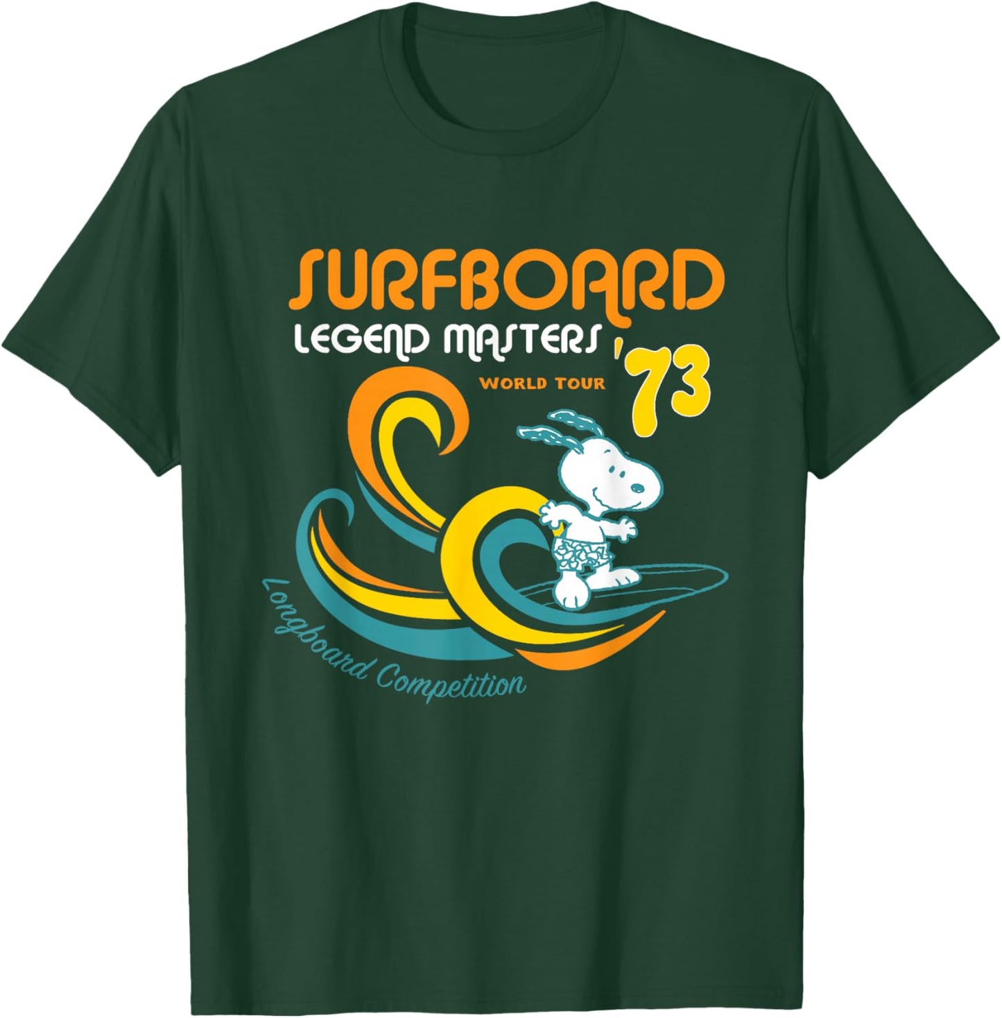 Peanuts Snoopy Surfboard World Tour 73 T-Shirt - T-Shirt | Forest