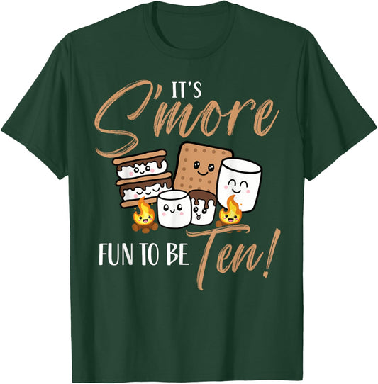Birthday Campfire Marshmallow It's S'more Fun To Be Ten 10th T-Shirt - T-Shirt | Forest