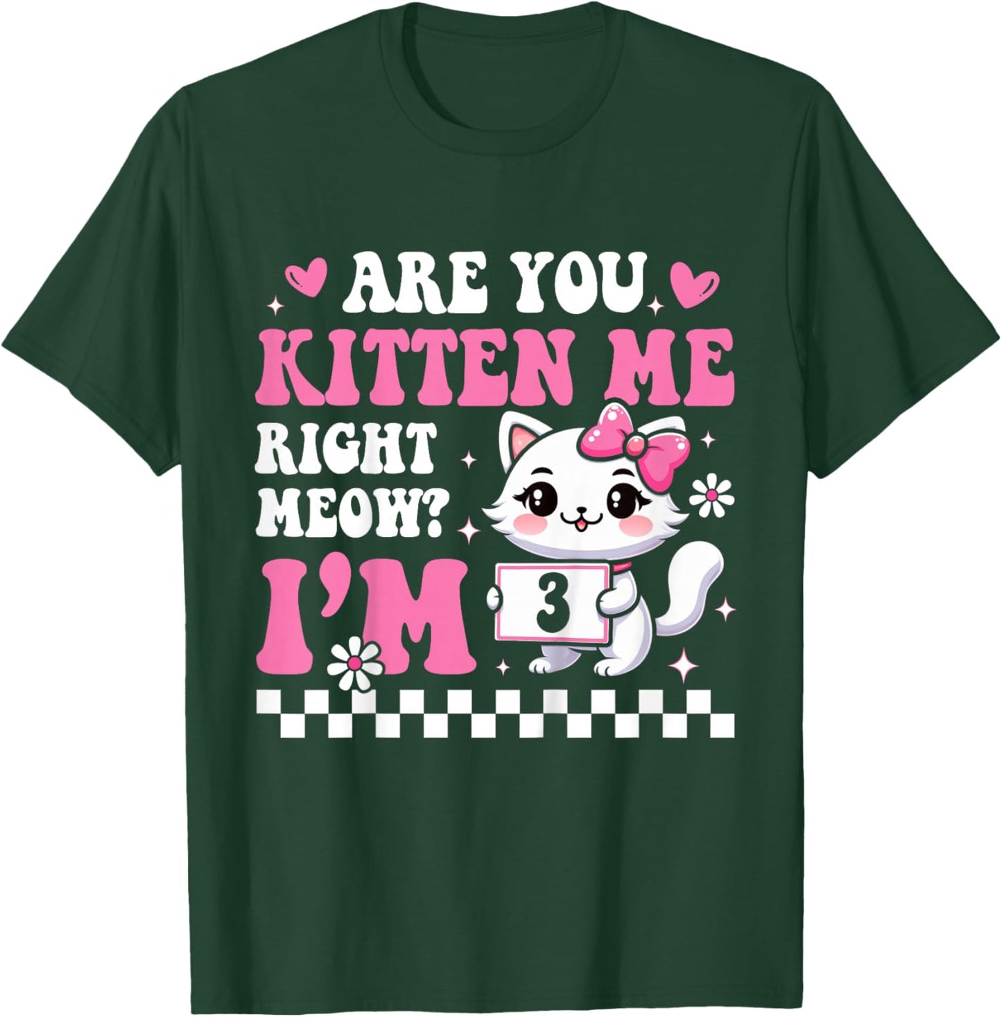 3rd Birthday Girl for Girl Three 3 Year Old Cat Lover Groovy T-Shirt - T-Shirt | Forest