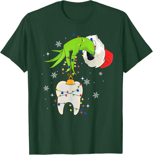 Tooth Dentist Dental Assistant Teeth Christmas Xmas Pajamas T-Shirt - T-Shirt | Forest
