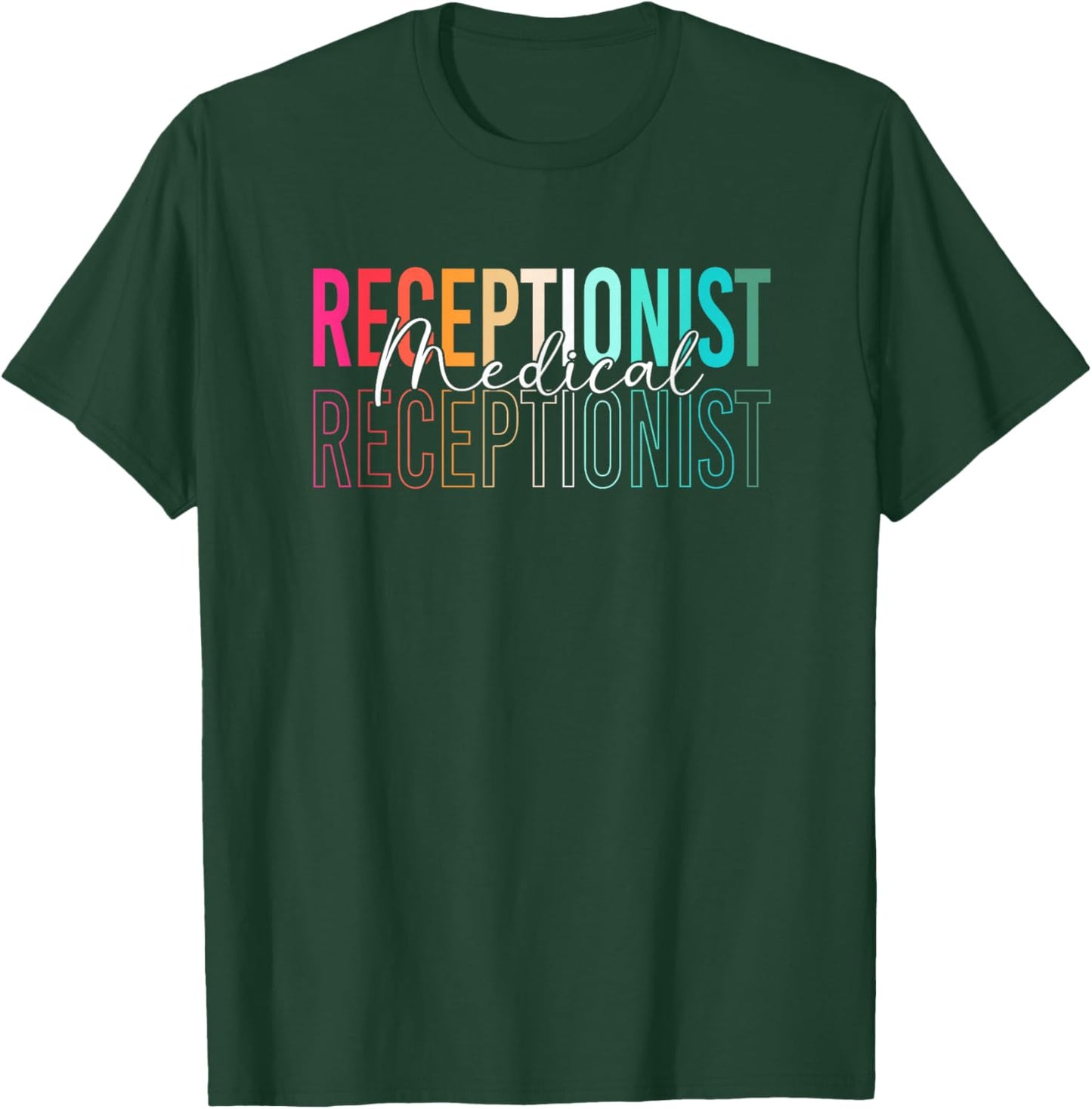 Retro Med Receptionist Front Desk Medical Receptionist T-Shirt - T-Shirt | Forest