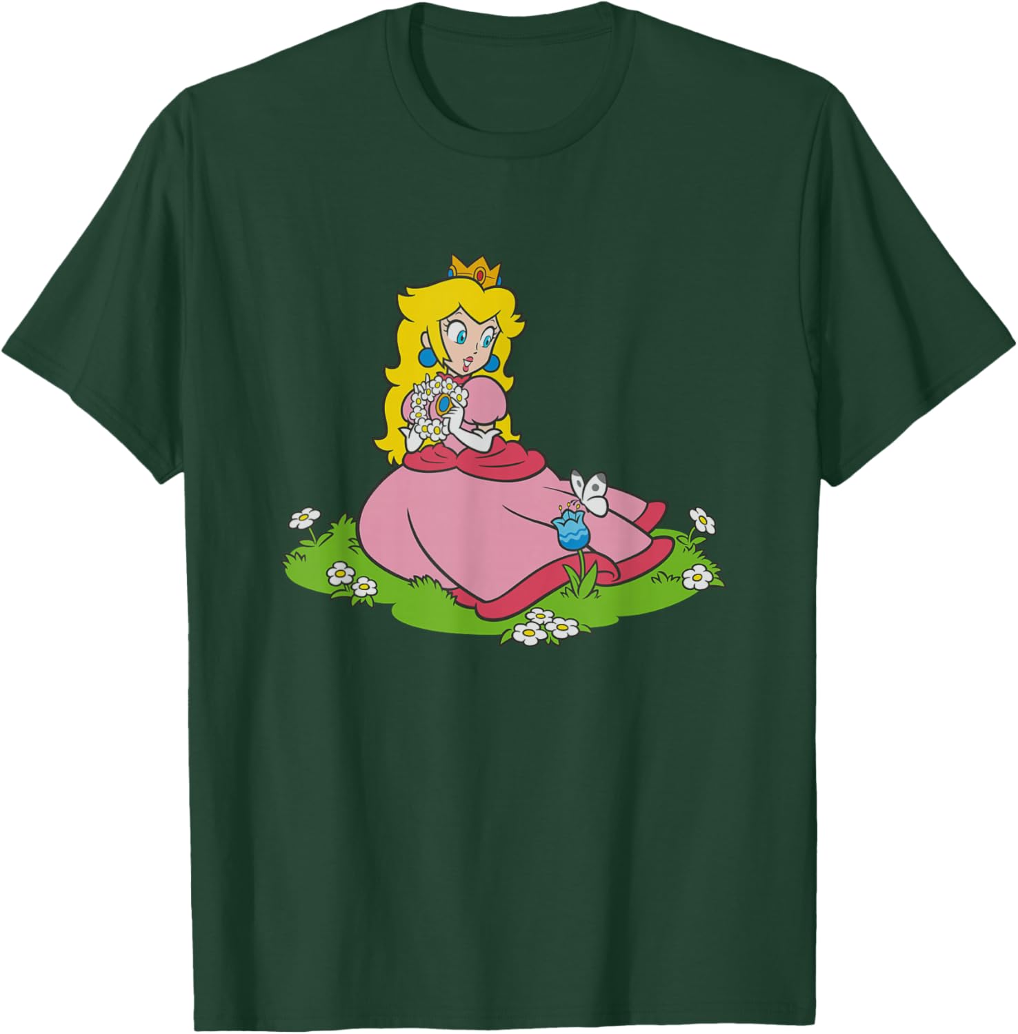 Super Mario Bros Princess Peach & Butterfly Portrait T-Shirt - T-Shirt | Forest
