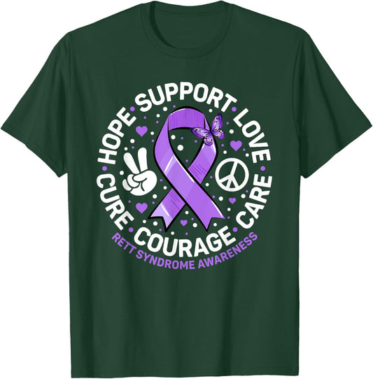 Rett Syndrome Support Purple Ribbon Rett Syndrome Awareness T-Shirt - T-Shirt | Forest