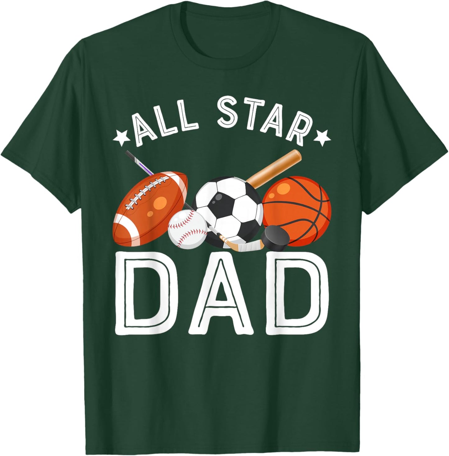 All Star DAD of The Birthday Boy Basketball Soccer Sport T-Shirt - T-Shirt | Forest