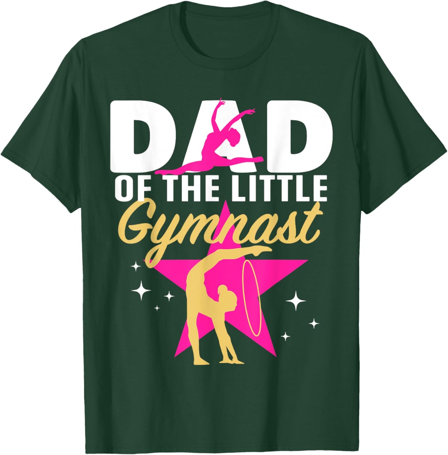 Dad Little Gymnast Girl Birthday Gymnastics Themed Party T-Shirt - T-Shirt | Forest