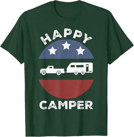 Happy Camper T Shirt Men Women Toddler Boy Dad Funny Camping T-Shirt - T-Shirt | Forest
