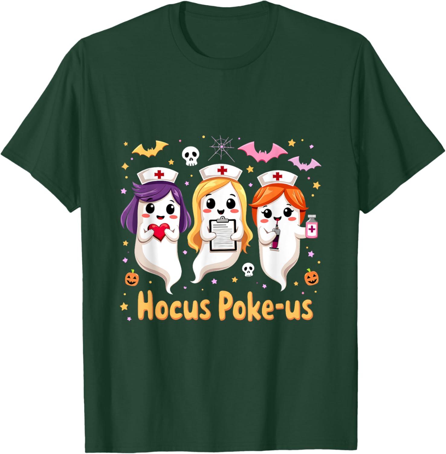Funny Halloween Nurse Nursing Hocus Poke-Us Witches Nurse T-Shirt - T-Shirt | Forest
