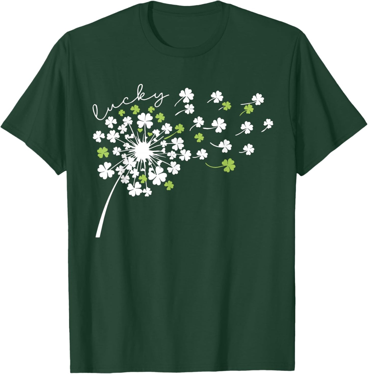 Lucky Dandelion Shamrock Funny St Patricks Day Women Girls T-Shirt - T-Shirt | Forest