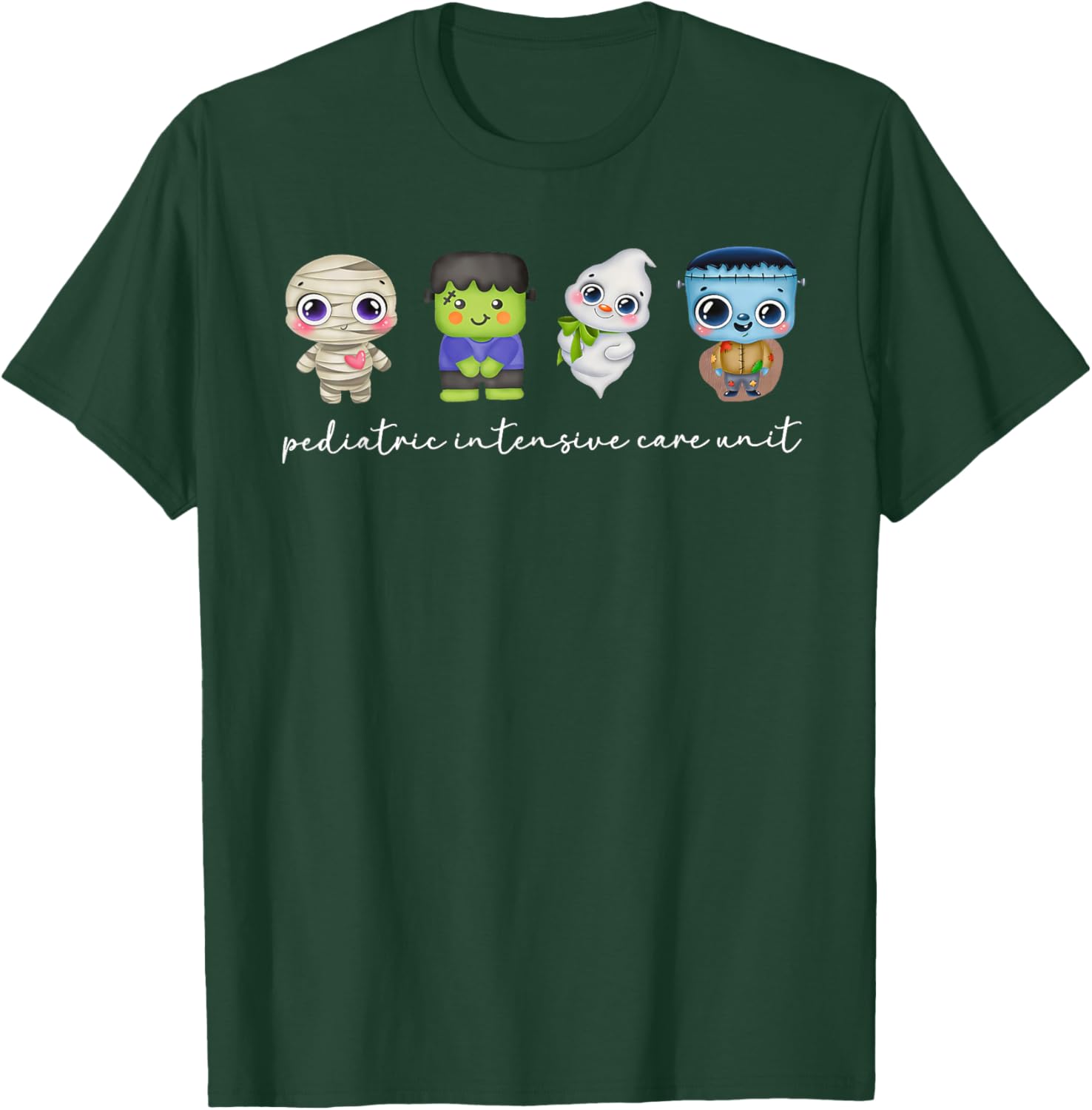 PICU Nurse Halloween Pediatric Intensive Care Unit Ghosts T-Shirt - T-Shirt | Forest