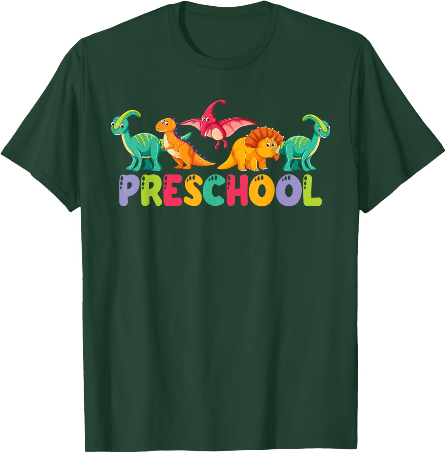 Retro Preschool Cute Dinosaur Preschool Teacher Kids Boys T-Shirt - T-Shirt | Forest