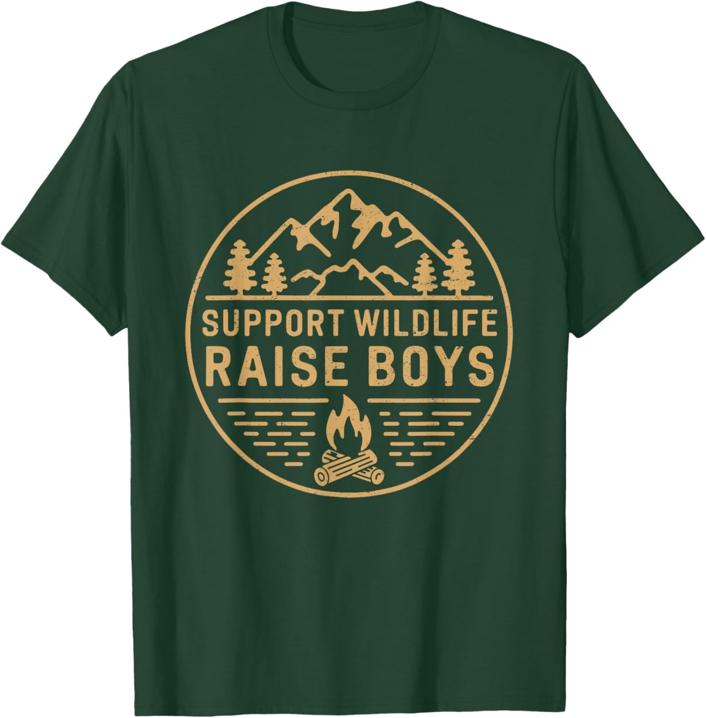 Support Wildlife Raise Boys Camping Outdoor Camper Campfire T-Shirt - T-Shirt | Forest