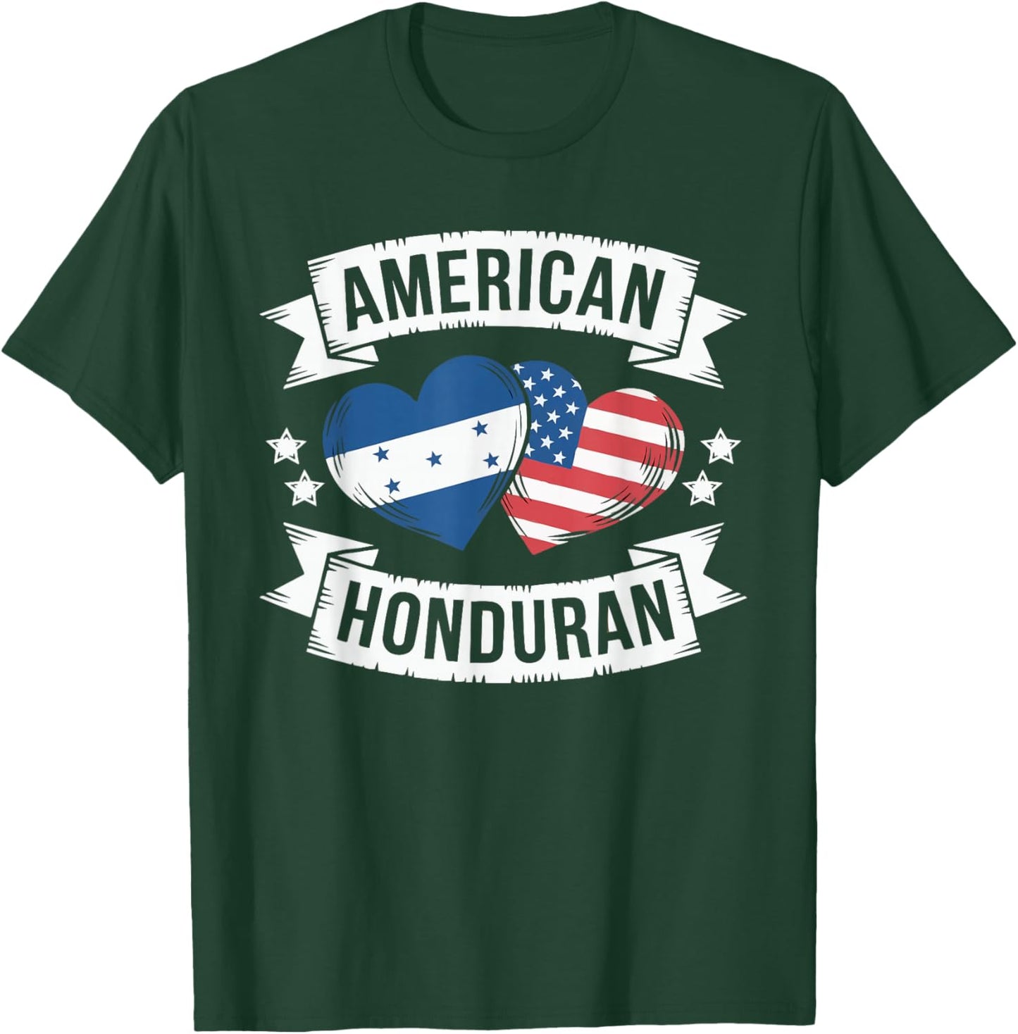 Half American Half Honduran USA Flag Honduras America T-Shirt - T-Shirt | Forest