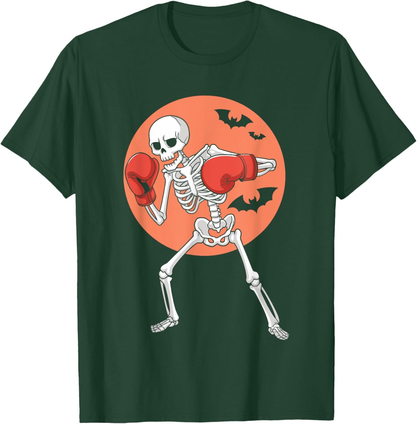 Funny Skeleton Boxing Lovers Spooky Halloween Boxer Moon T-Shirt - T-Shirt | Forest