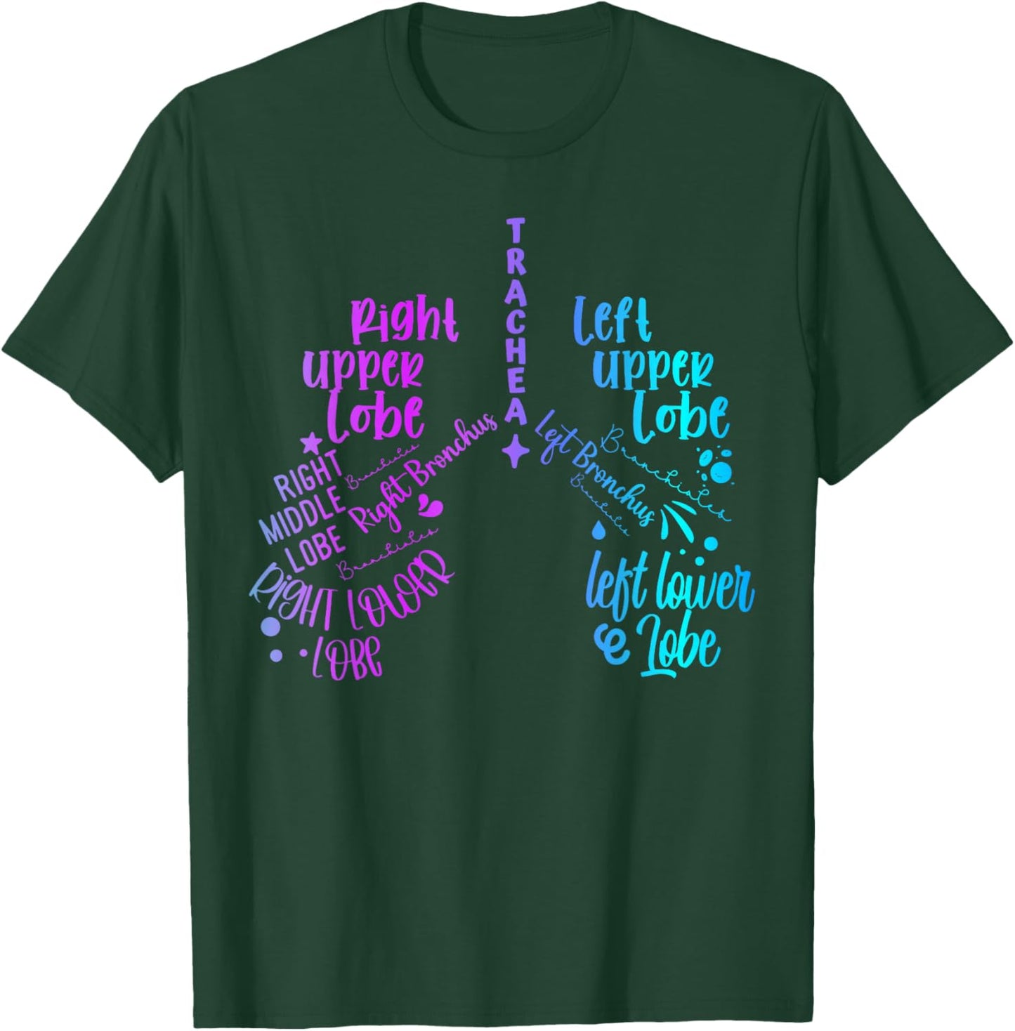 Lung Anatomy Tie Dye Pulmonologist Respiratory Therapist T-Shirt - T-Shirt | Forest