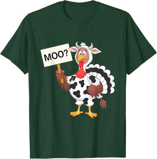 Funny Happy Thanksgiving Turkey Moo? Cow Costume T-Shirt - T-Shirt | Forest