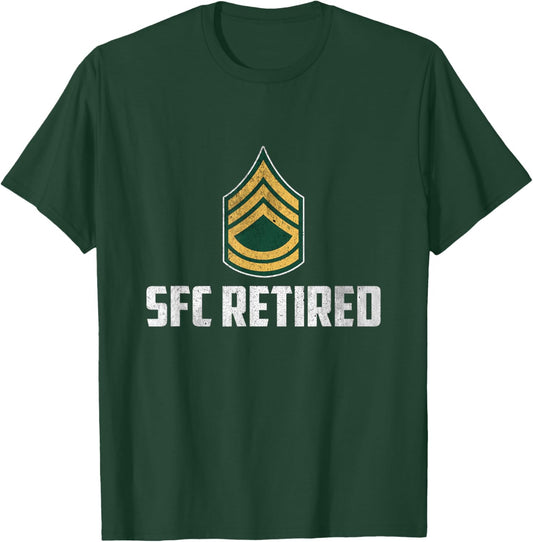 Retired E-7 Sergeant First Class SFC Rank Veteran Papa Xmas T-Shirt - T-Shirt | Forest