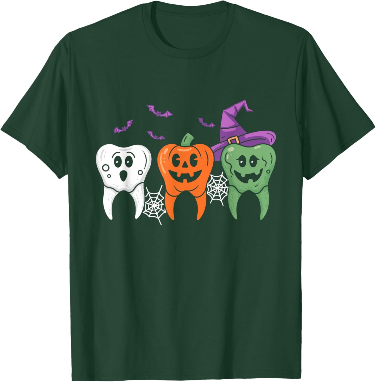 Teeth Ghost Pumpkin Witch Cute Dental Halloween Dentist T-Shirt - T-Shirt | Forest