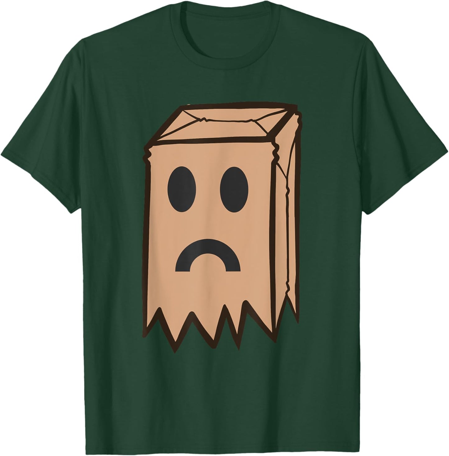 Funny Brown Paper Bag With Face - Wearing a Brown Paper Bag T-Shirt - T-Shirt | Forest