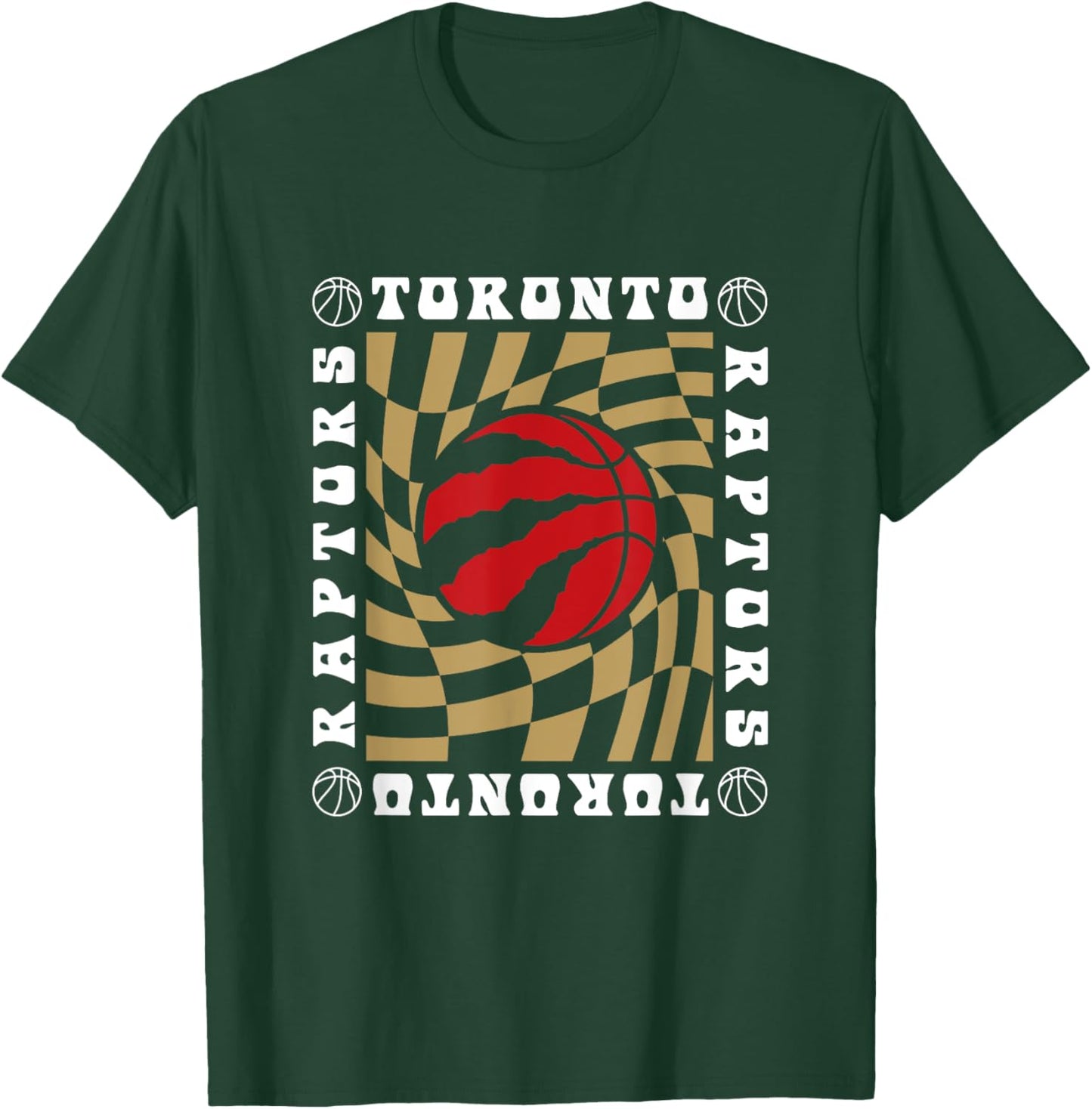 NBA Toronto Raptors Retro Checkerboard Wave T-Shirt - T-Shirt | Forest