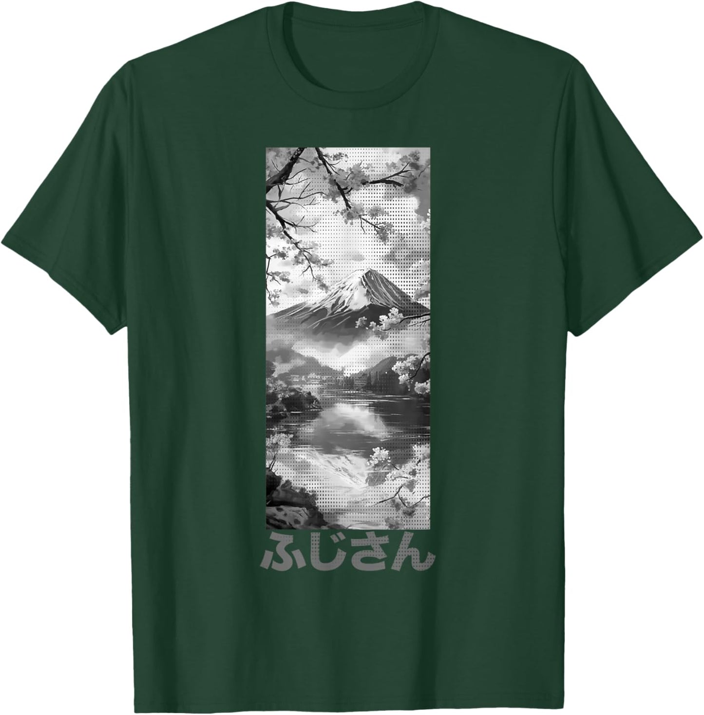 Japanese Aesthetic | Mount Fuji & Cherry Blossom Lofi Design T-Shirt - T-Shirt | Forest