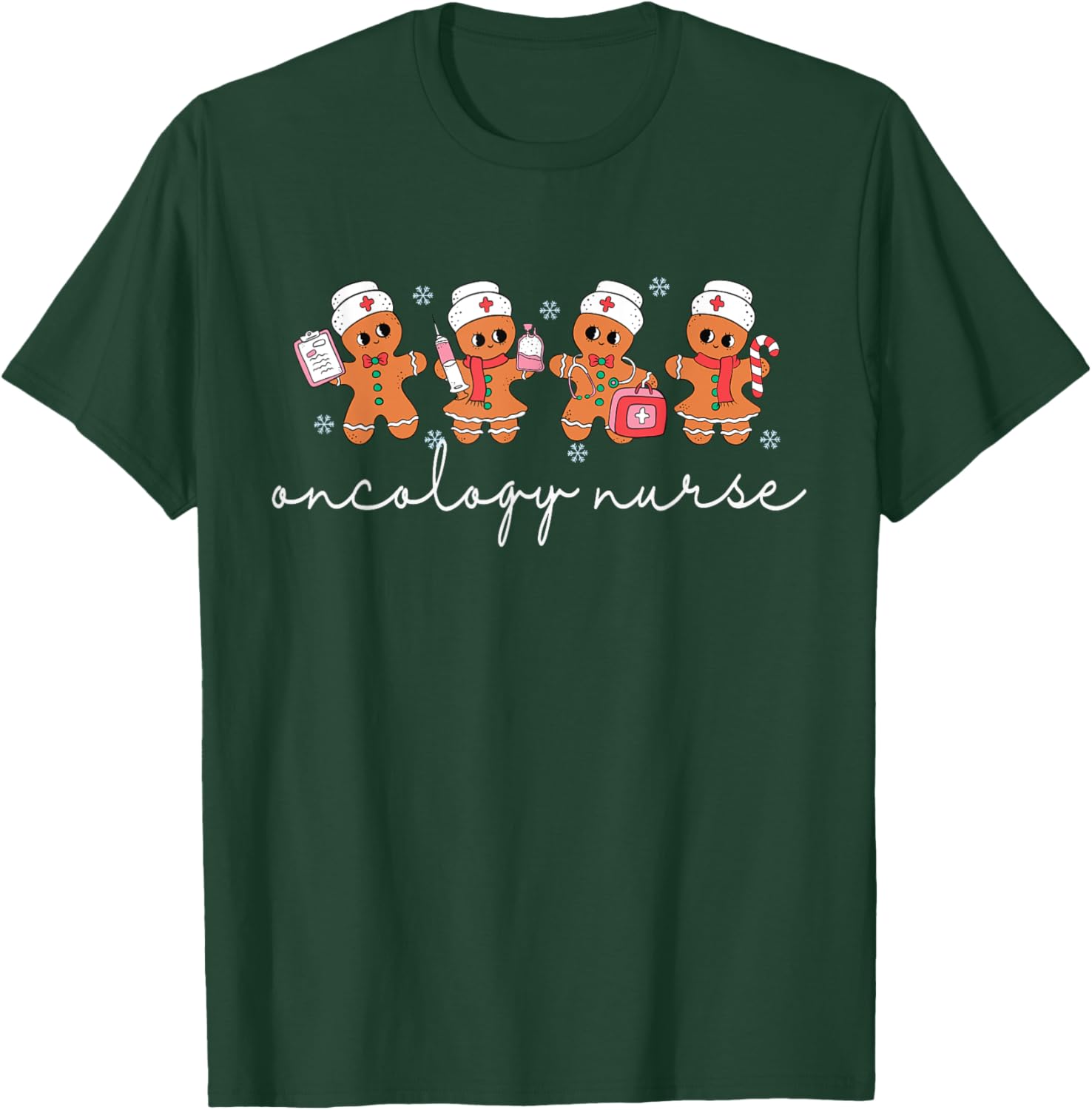 Oncology Nurse Christmas Cancer Nurse Cute ONC Xmas RN T-Shirt - T-Shirt | Forest