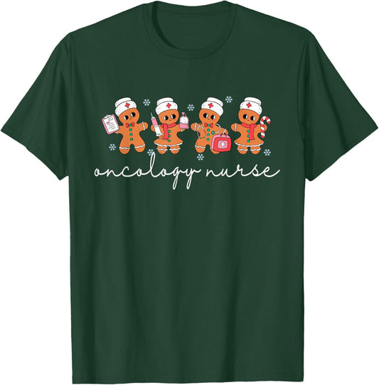 Oncology Nurse Christmas Cancer Nurse Cute ONC Xmas RN T-Shirt - T-Shirt | Forest