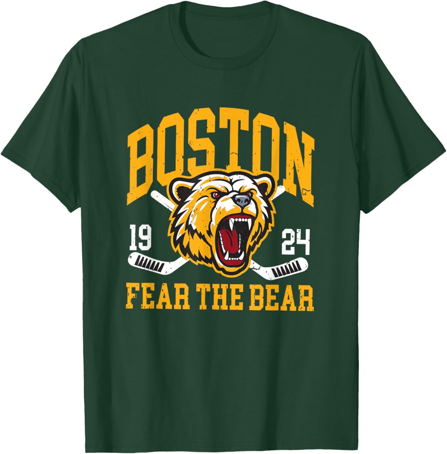 Boston Ice Hockey Fear the Bear T-Shirt - T-Shirt | Forest