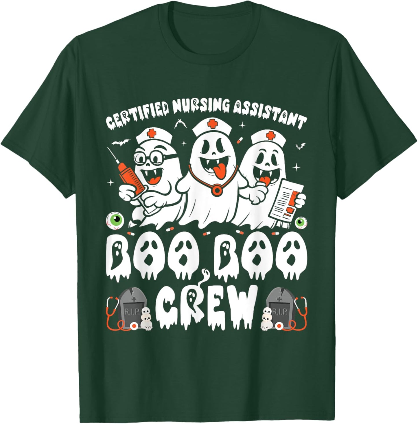Certified Nursing Assistant Boo Boo Crew Halloween Ghost CNA T-Shirt - T-Shirt | Forest