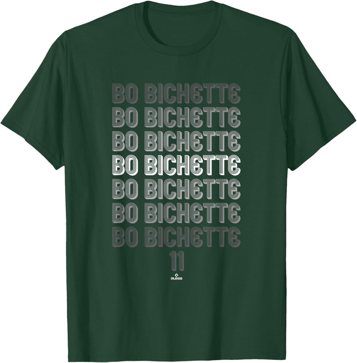 Retro Repeating Text Bo Bichette Toronto Baseball MLBPA T-Shirt - T-Shirt | Forest