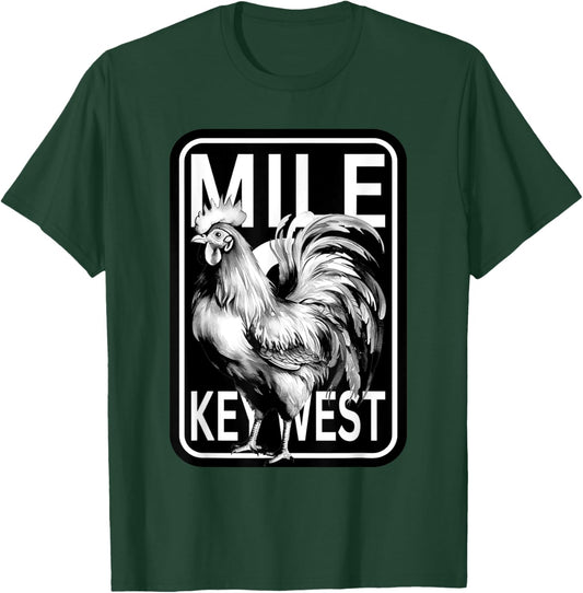 Key West Florida rooster chicken mile 0 marker family 2025 T-Shirt - T-Shirt | Forest