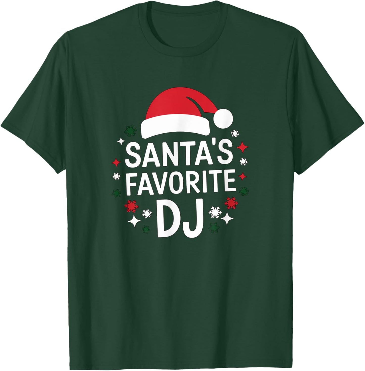 Christmas Santa's Favorite DJ Funny Xmas Deejay Disc Jockey T-Shirt - T-Shirt | Forest