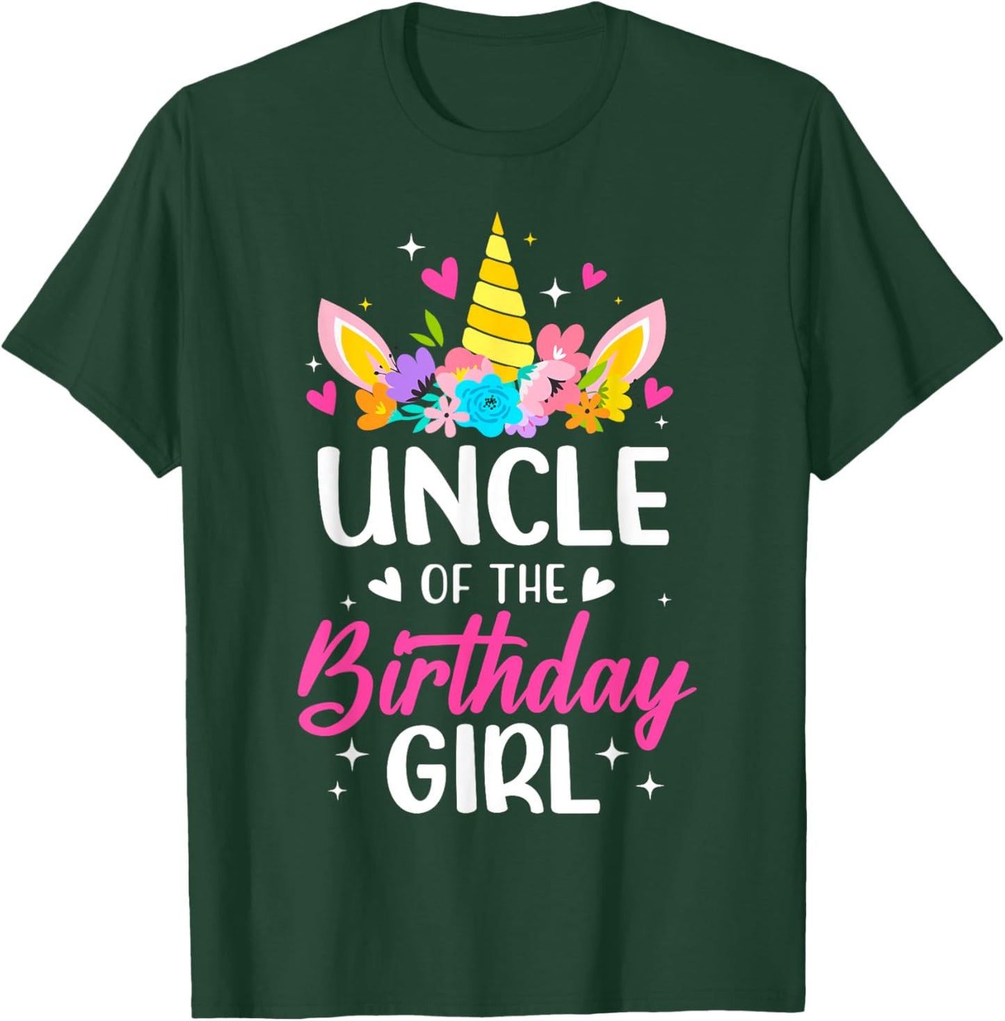 Uncle Of The Birthday Girl Unicorn Bday Party Family T-Shirt - T-Shirt | Forest
