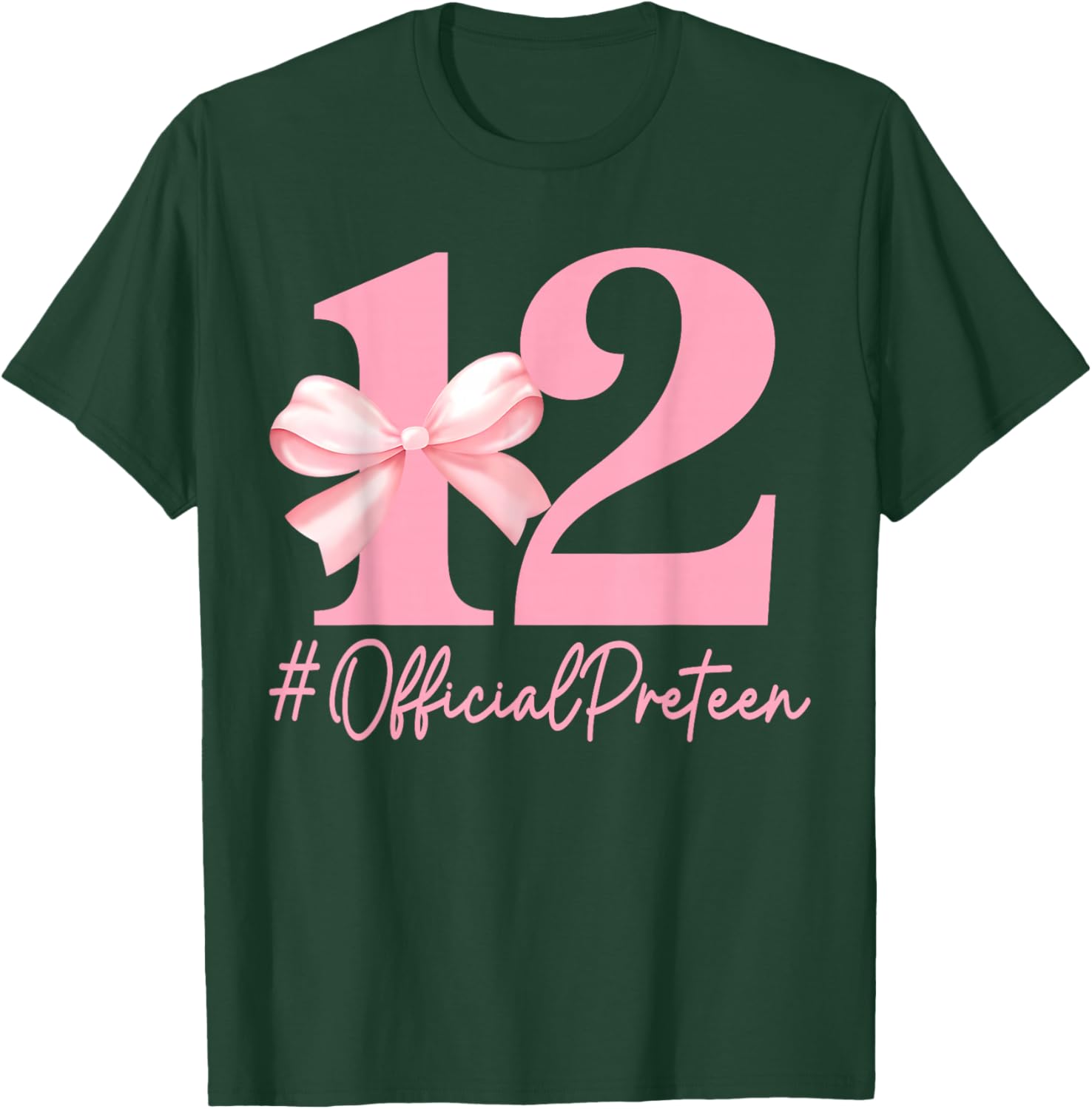 Birthday Girl Pink Coquette Bow 12 Year Old Aesthetic Girly T-Shirt - T-Shirt | Forest