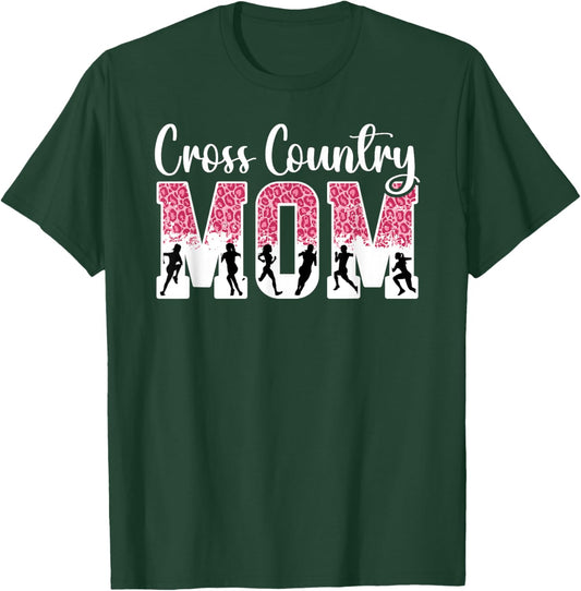 Cross Country Mom Of A Cross Country Runner Mother Leopard T-Shirt - T-Shirt | Forest
