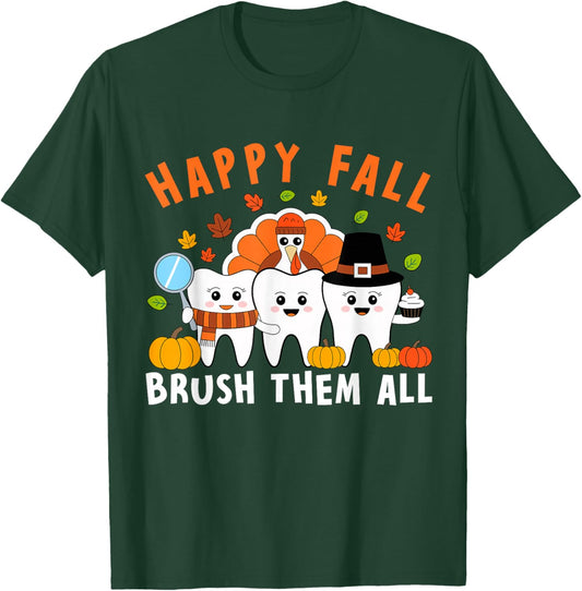 Thanksgiving Tooth Turkey Dentist Dental Women T-Shirt - T-Shirt | Forest