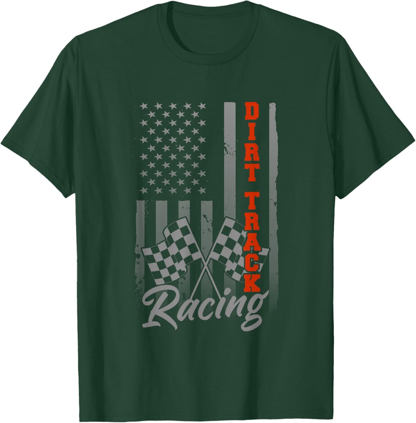 American Flag Racing Race Car USA Family Matching Pit Crew T-Shirt - T-Shirt | Forest