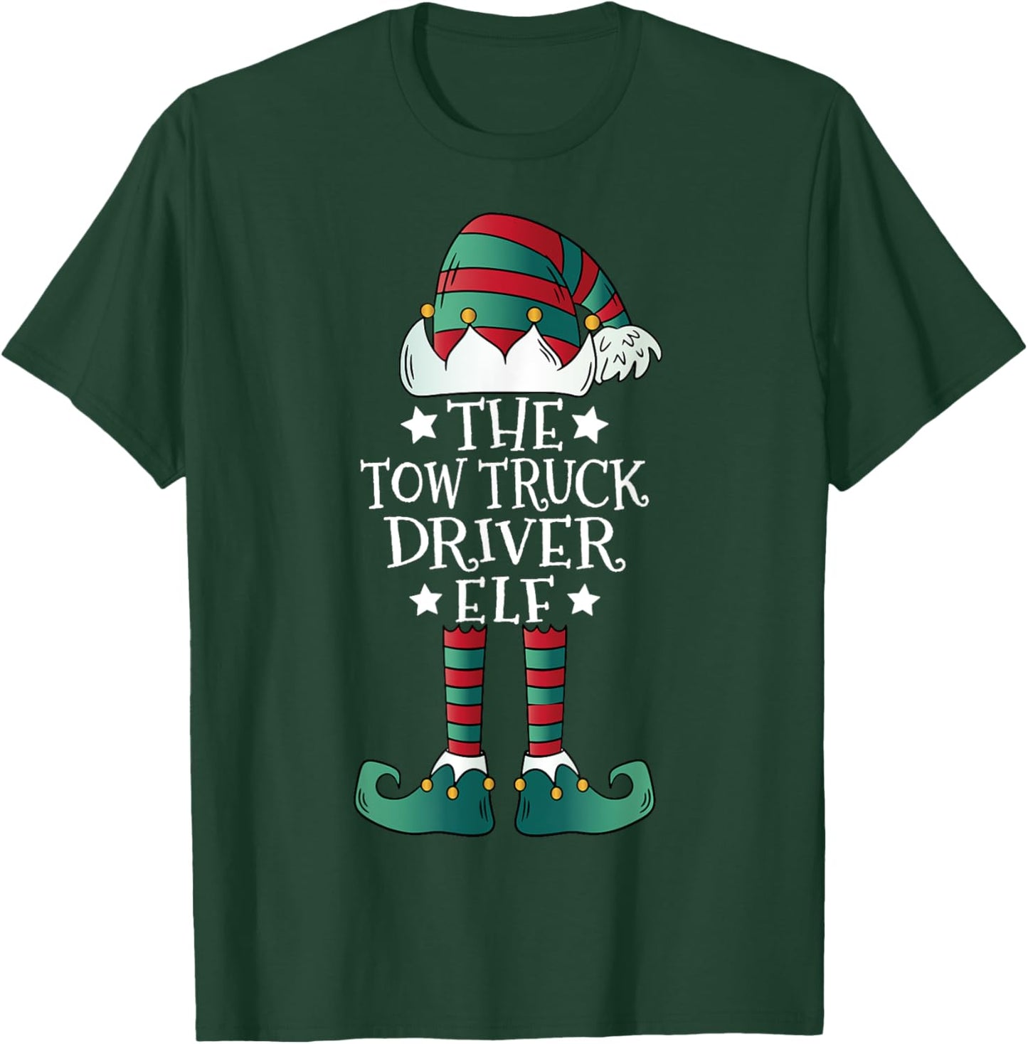 The Tow Truck Driver Elf - Funny Towing Driver Christmas T-Shirt - T-Shirt | Forest