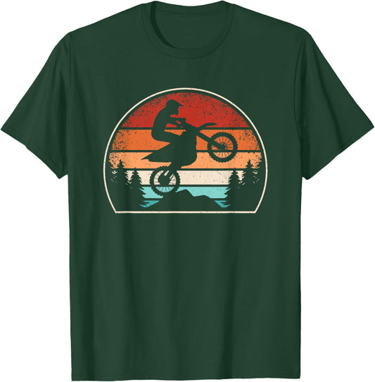 Retro Motocross Dirt Bike Motocross Lover Men Women Kids T-Shirt - T-Shirt | Forest