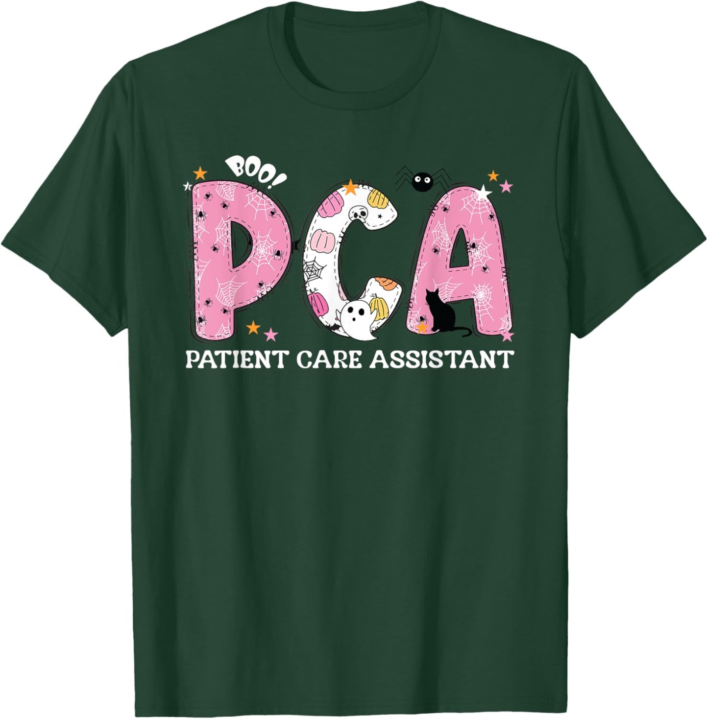 PCA Ghost Halloween Spooky Pumpkin Patient Care Assistant T-Shirt - T-Shirt | Forest
