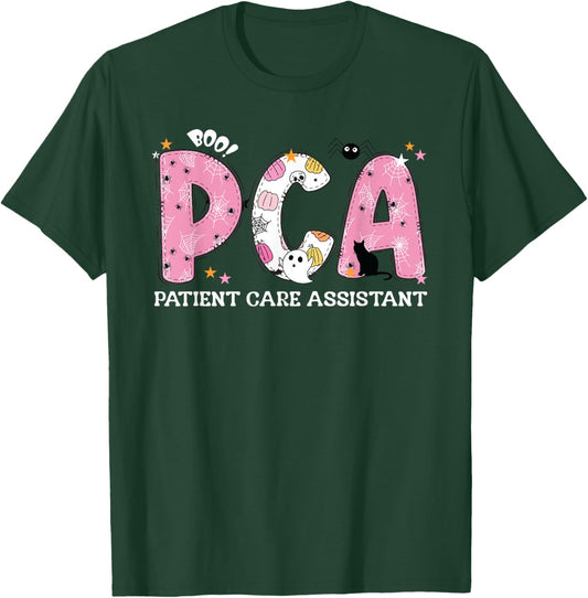 PCA Ghost Halloween Spooky Pumpkin Patient Care Assistant T-Shirt - T-Shirt | Forest