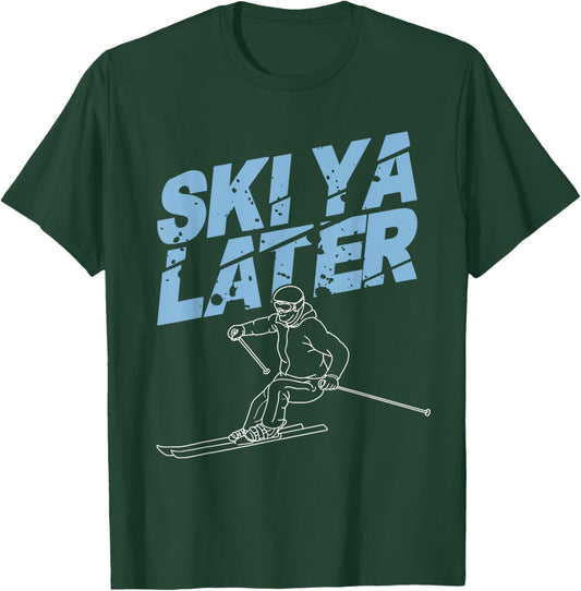 Unique Skiing Art Women Kids Skier Mountain Skiing T-Shirt - T-Shirt | Forest