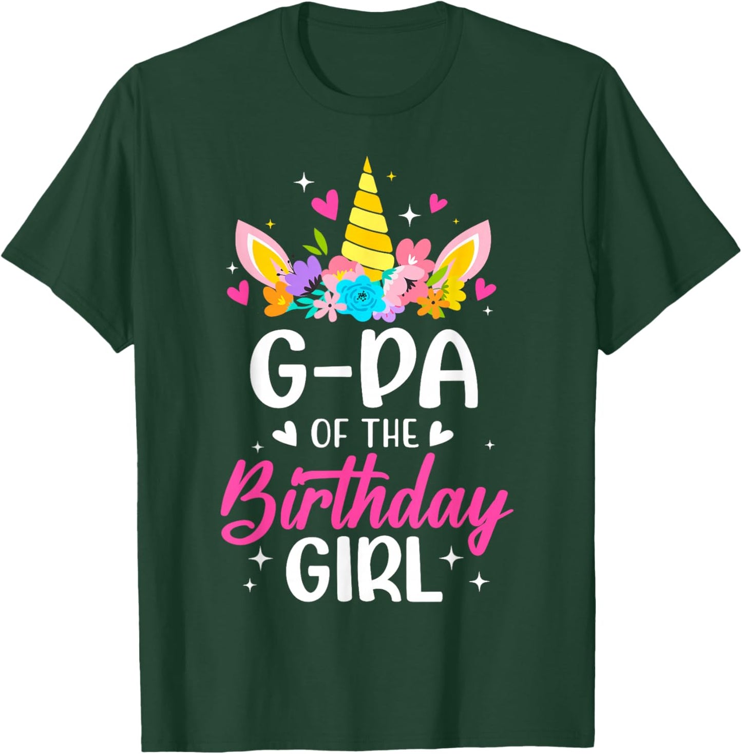 G-Pa Of The Birthday Girl Unicorn Bday Party Family T-Shirt - T-Shirt | Forest